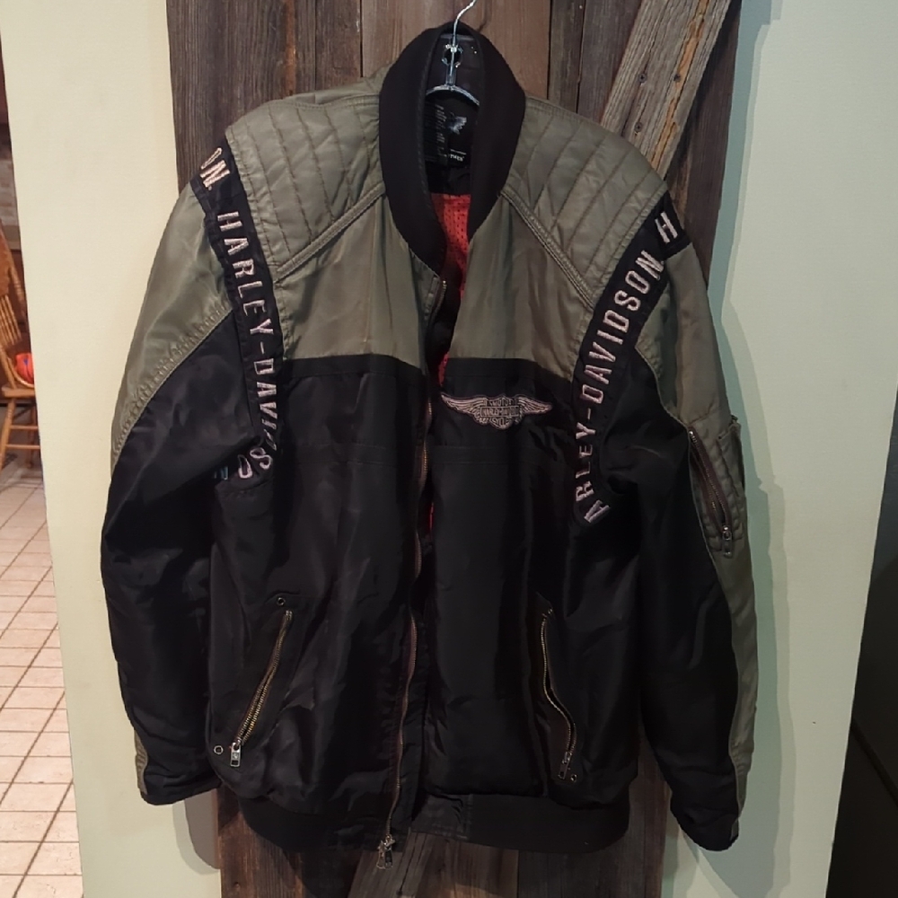 Harley-Davidson Men's Black and Green Jacket